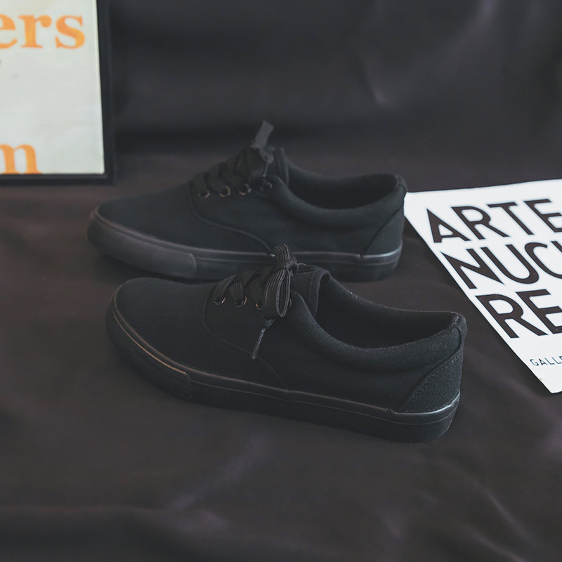Harajuku versátil zapatos negros para mujeres 2026 nuevos zapatos de pizarra super caliente zapatos de lona samurai negro zapatos casuales para parejas