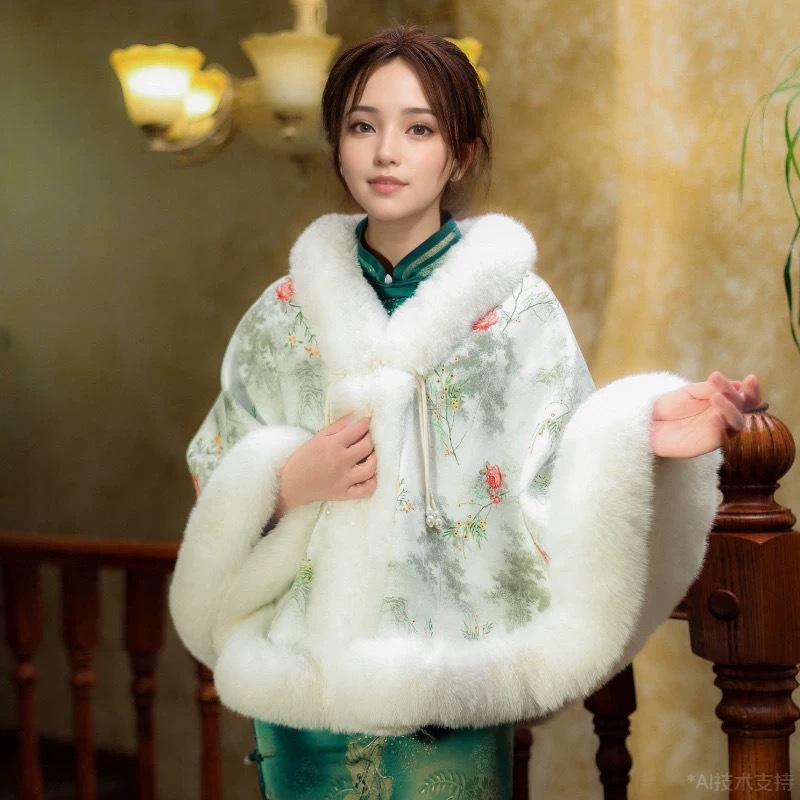 Capa y capa de vello grueso estilo nacional antiguo temperamento explosivo estilo en línea chaqueta de dama estilo chino