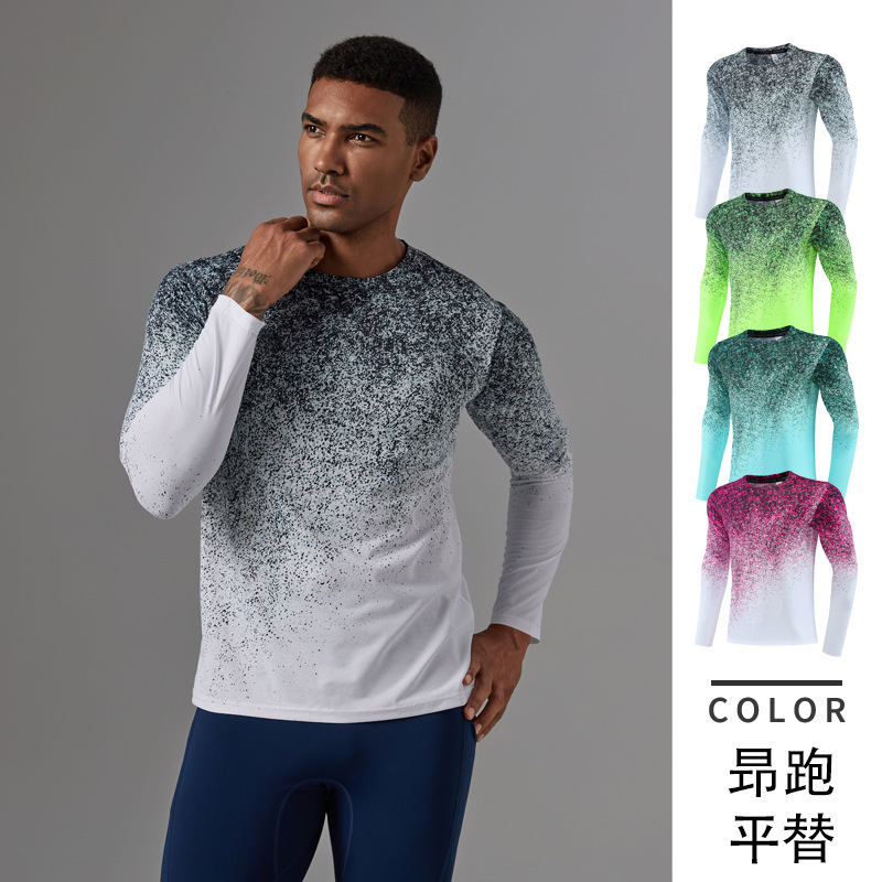 New 2026 Autumn Collection: Splash-Ink Design Sports Long-Sleeve T-Shirt, Quick-Dry Fitness Running Top for Men