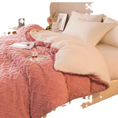 Coral Velvet Taffeta Lambskin Blanket for Naps, Office Use, Multifunctional, Thickened & Fleece-Lined Quilt/Throw for Autumn and Winter