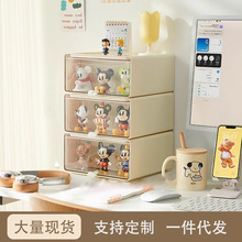 玩偶娃娃展示盒桌面手办收纳盒透明抽屉泡泡玛特化妆品防尘收纳盒