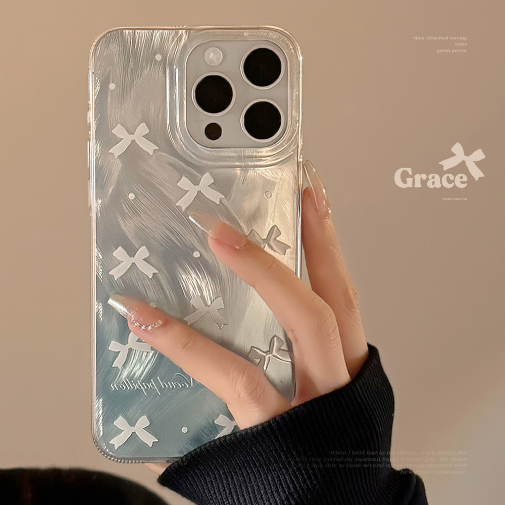 Blue And White Bow Phone Case For Iphone, Protective Cover_voghion.com