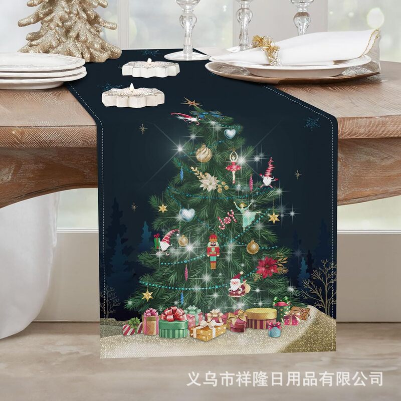 クロスボーダー爆発クリスマステーブル旗キッチンパーティーテーブルクリスマスツリー花輪雪だるま鈴サンタクローステーブル旗|undefined