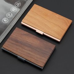 名片夾 男女式商務高檔創意卡盒不鏽鋼卡夾精緻隨身木質 名片盒子