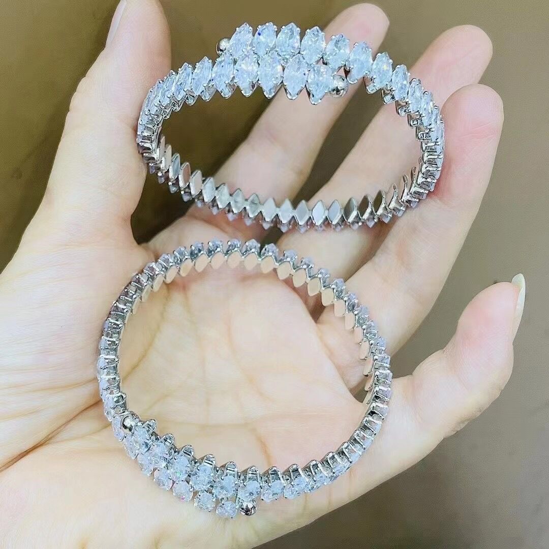 Copper Material Geometric Pattern Unisex Gender Foreign Trade New Horse Eye Bracelet  Fashion And Fully-jewelled Zircon Bracelet Hip Hop Male And Female Bracelets One Piece Dropshipping