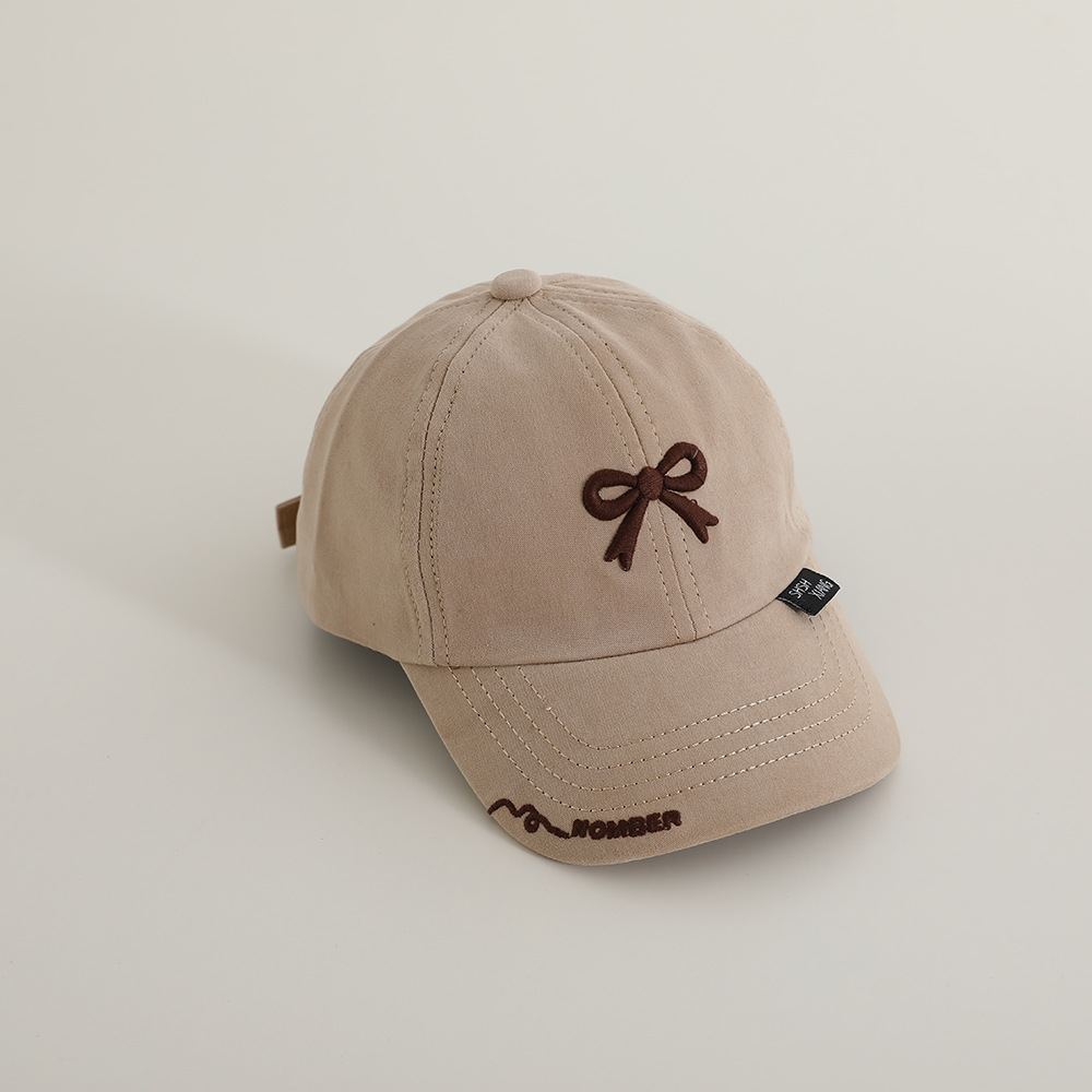 Sombreras de béisbol de niñas extranjeras, sombreros de lengua de pato para niños, modelado cóncavo, sombreros de arco bordados, sombreros de sombra para bebés, sombreros de lengua de pato