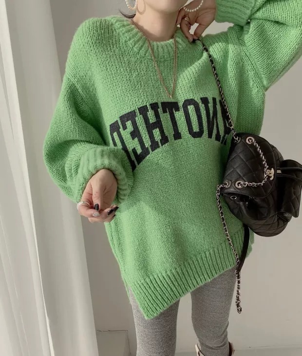 round neck letter printing pullover loose knitted sweater nihaostyles clothing wholesale NSFYF85649