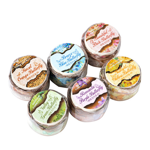 Momo Tape Butterfly Contract Series Retro Special Shaped Burnt Hand Book Decoration Material Cycle Border 6 Styles