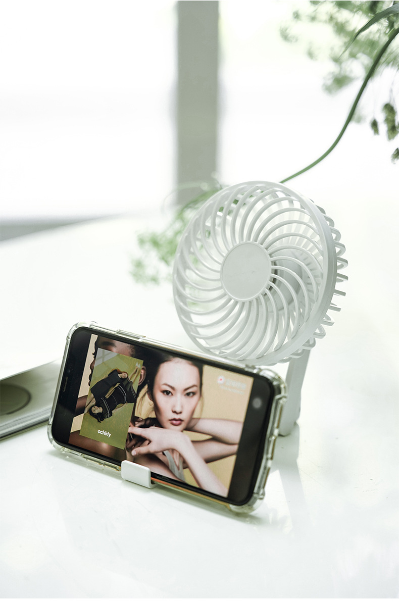 Brushless Handheld Folding Usb Small Fan Desktop Halter Three-gear Portable Mini Handheld Fan Wholesale display picture 1