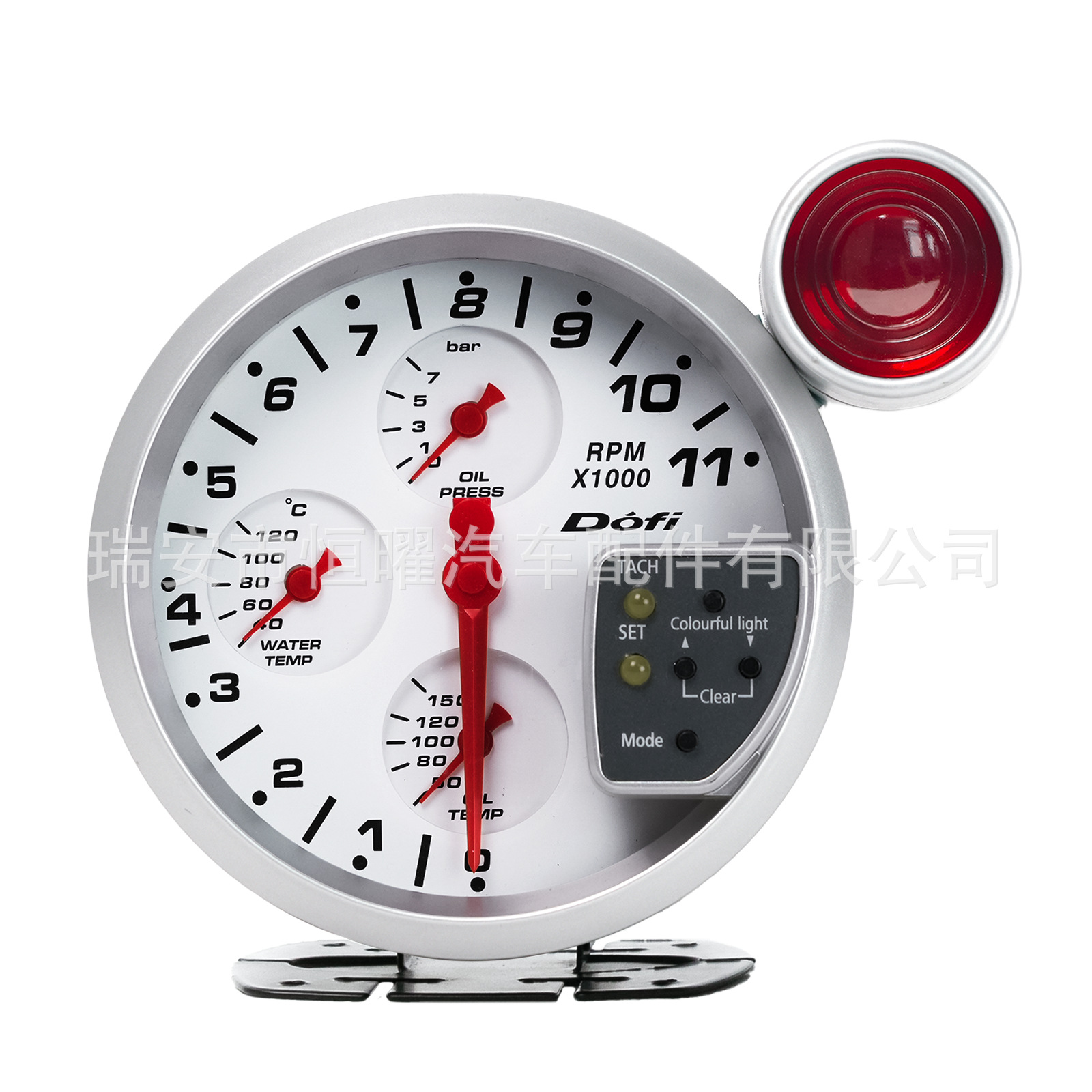 Universal 5 Inch 4-in-1 Tachometer Water Temp Oil Temp Oil Pressure Gauge (automobile instrument) - mirror-white
