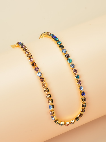 Korean Style Fashion Colorful Fine Diamond Bracelet for Women, Versatile and Personality Bracelet Manufacturer Wholesale