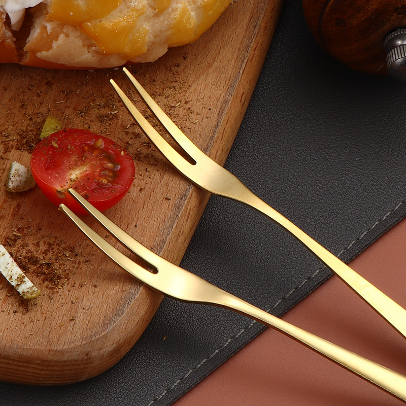 304 horquilla de frutas de acero inoxidable horquilla de pastel de luna de otoño horquilla de postres creativa horquilla de cuchillo de dos dientes horquilla de pastel de hotel