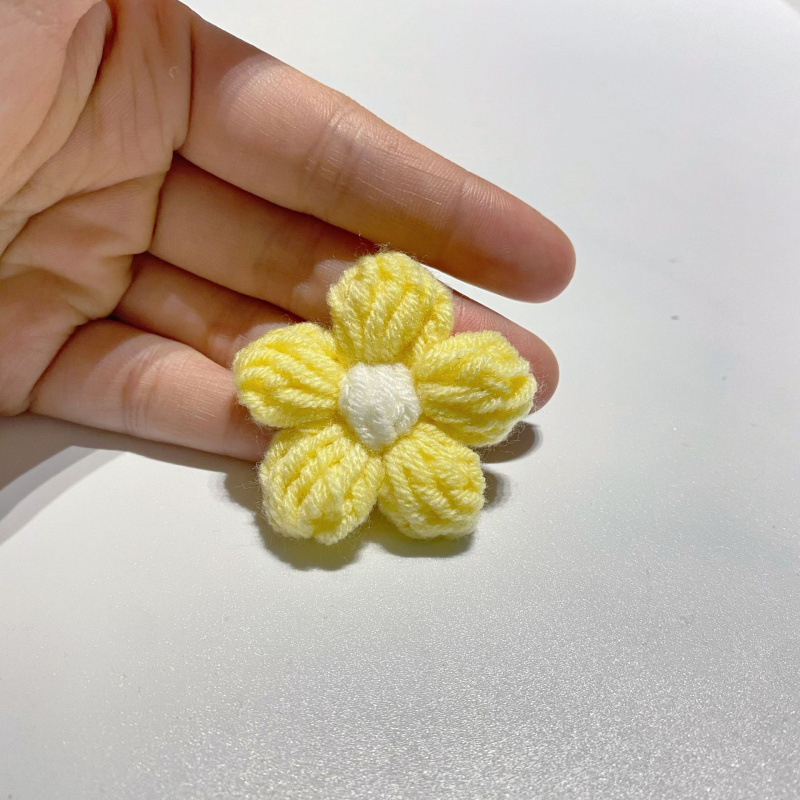 现货手工钩织泡芙花毛线花朵服装辅料饰品胸花包包仿真花花束配件|undefined