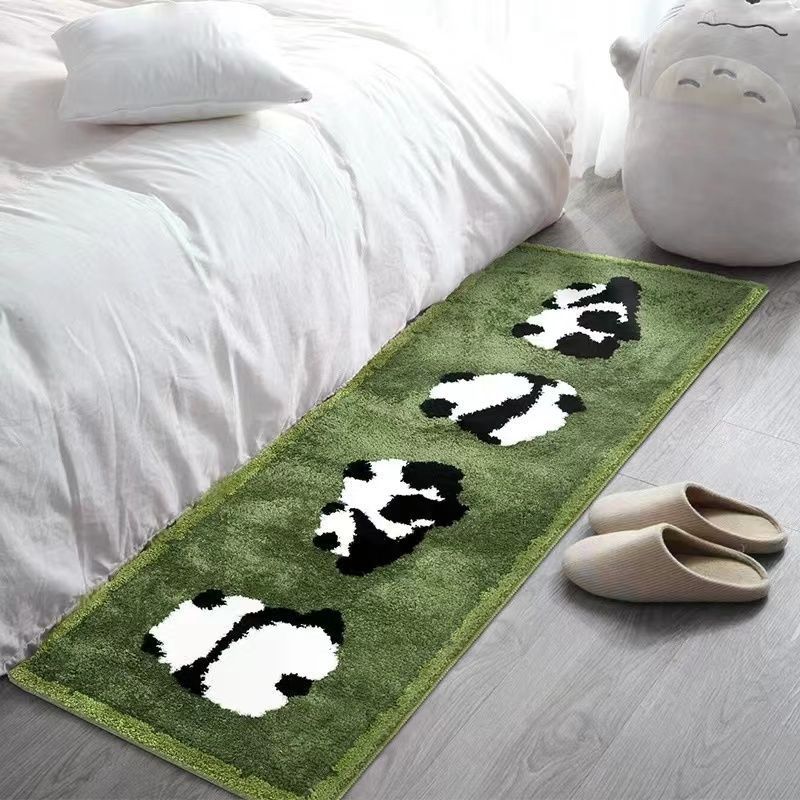 Manta de noche moderna minimalista Panda transfronteriza aislamiento en frío manta de cama de Cachemira dormitorio resistente a las manchas alfombra resistente al desgaste