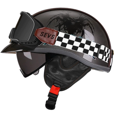 Scoop Helmet, Motosiklet kaskı (dəbilqə) - bright-gray-demon-hunter-tea-mirror-mig-large-frame-goggles-m