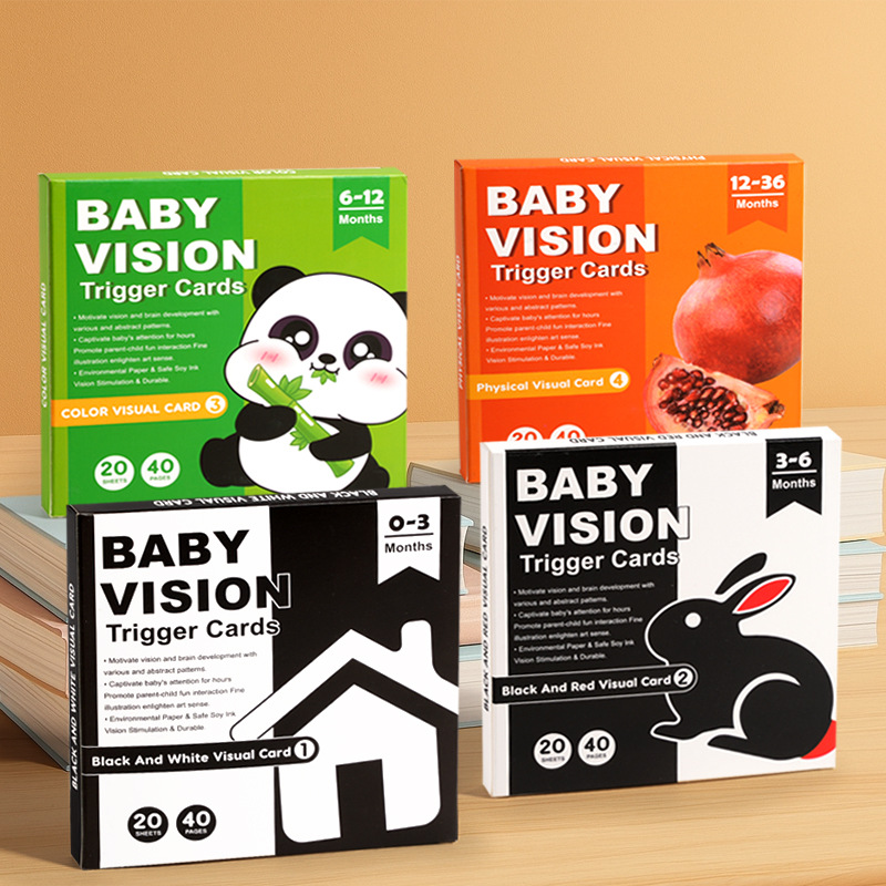 Tarjetas en blanco y negro para bebés tarjetas de educación temprana tarjetas de excitación visual recién nacidos 0 a 3 meses de bebé persiguiendo juguetes para niños pequeños