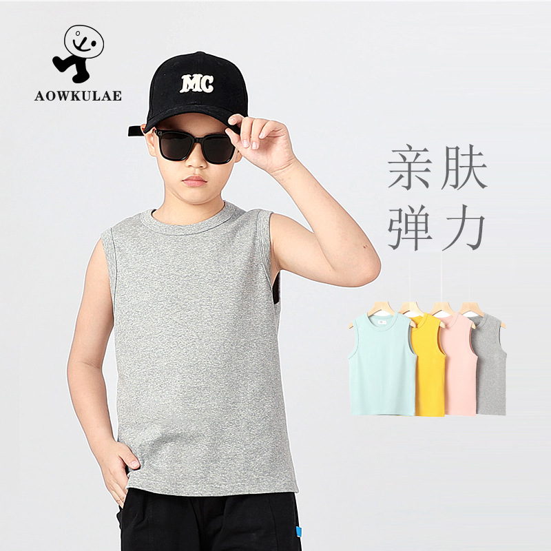 Children's clothing summer Korean new children's sports vest big children's solid color sleeveless shirt boys vest T-shirt wholesale