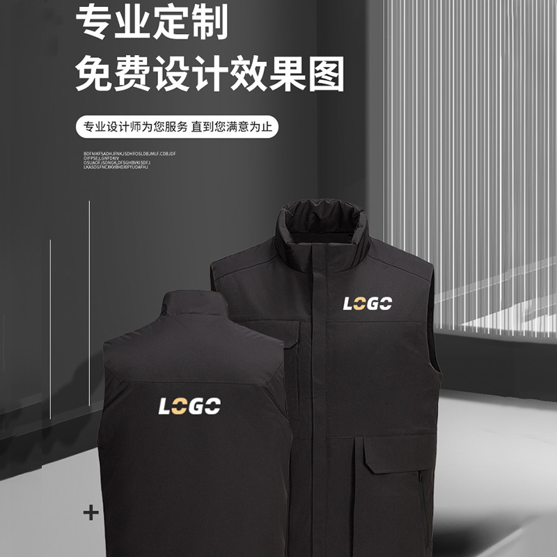 Moda de otoño e invierno ropa de trabajo cálida grupo actividad de construcción ropa a prueba de viento y a prueba de lluvia al aire libre abajo Chaleco de algodón personalización