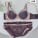 Light Luxury Jelly Fig Ultra-thin Crystal Cup Large Chest Small Underwear Bra No Steel Ring Full Cup Set