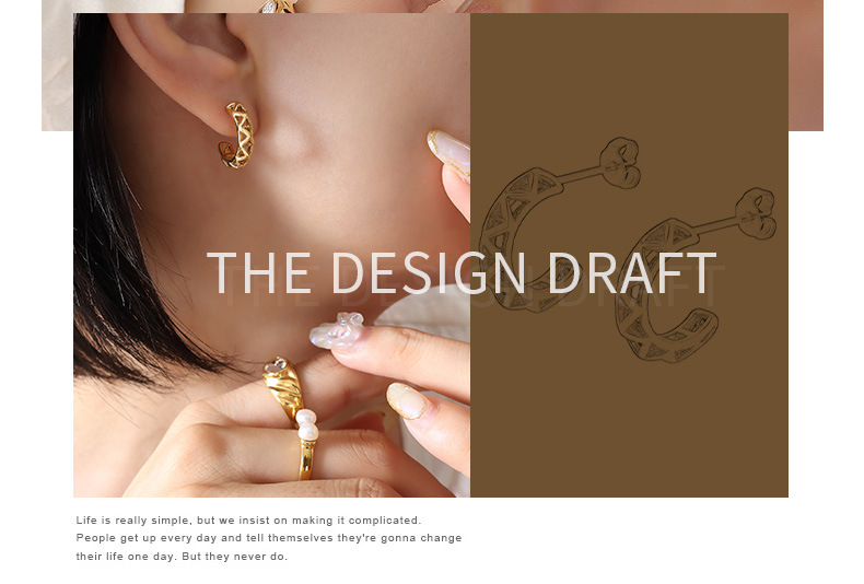 Simple Style C Shape Titanium Steel Ear Studs Plating Stainless Steel Earrings