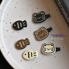 可爱小鱼猫咪发夹ins风少女刘海夹小众森女侧边边夹卡通迷你发卡