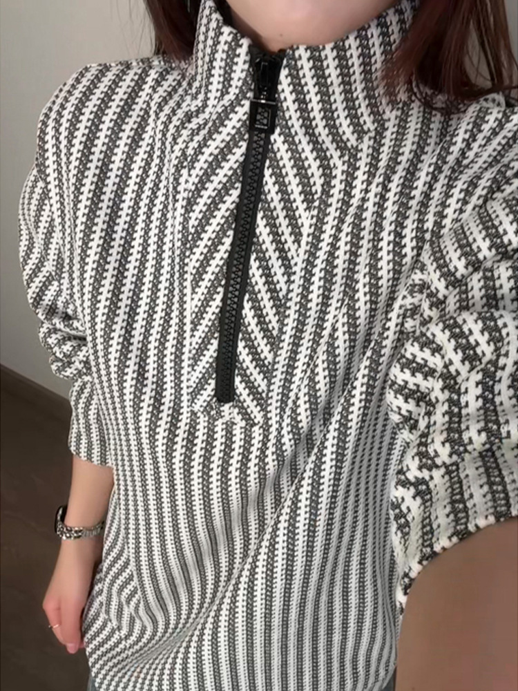 Cleanfit Half-zip Stand-up Collar Herringbone Pattern Sweatshirt For Men And Women, Spring Style, -inspired_voghion.com