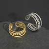 Design ring stainless steel, metal chain, accessory, 750 sample gold, punk style