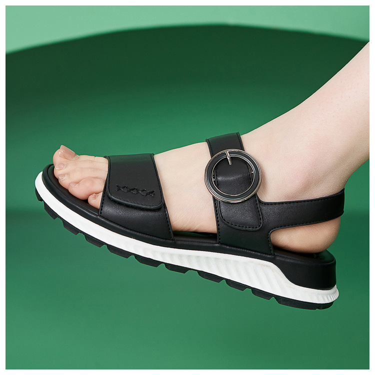 Sandal nữ đế dày khóa kim loại mềm chống trượt — màu đen, màu nâu nhạt, màu mơ chi tiết 18