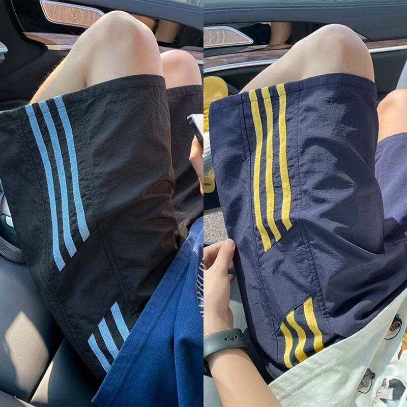 Men's summer thin striped ice silk quick-dry shorts, ins American-style workwear pants, sporty retro knee-length shorts, trendy Men's summer thin striped ice silk quick-dry shorts, ins American-style workwear pants, sporty retro knee-length shorts, trendy