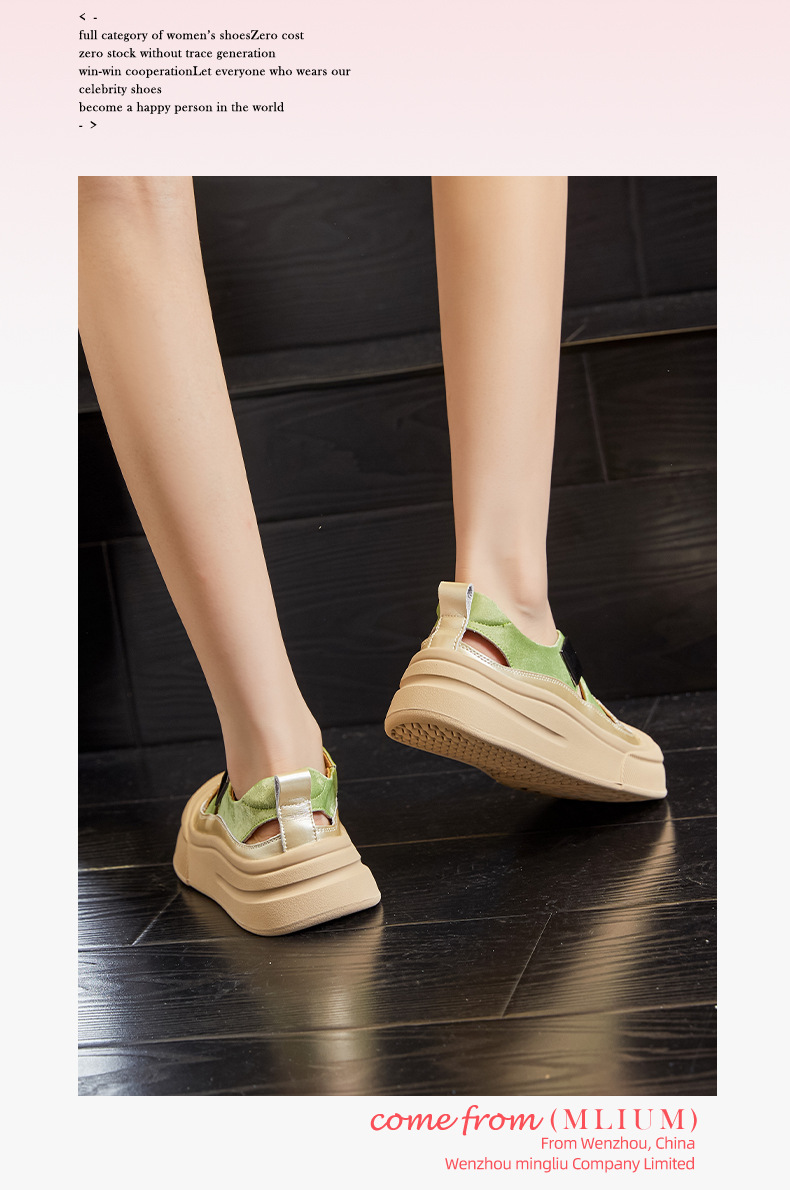 Genuine Leather White For Women 2026 Summer New Hollow Breathable Casual Thick Sole Height Increasing Sneakers High-End_vogvips.com