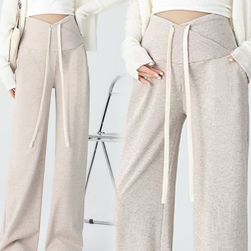 Maternity pants for spring and summer outerwear, wearable after childbirth for autumn and winter, lined for warmth, adjustable elastic waistband, droopy sense, trendy wide-leg pants.