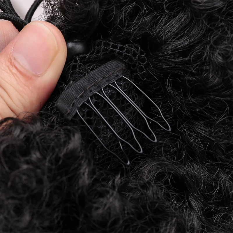 Mode pruik vrouwen twee-kaart stretch trekkoord hoge temperatuur zijde haar rommelige pluizige knot_voghion.com