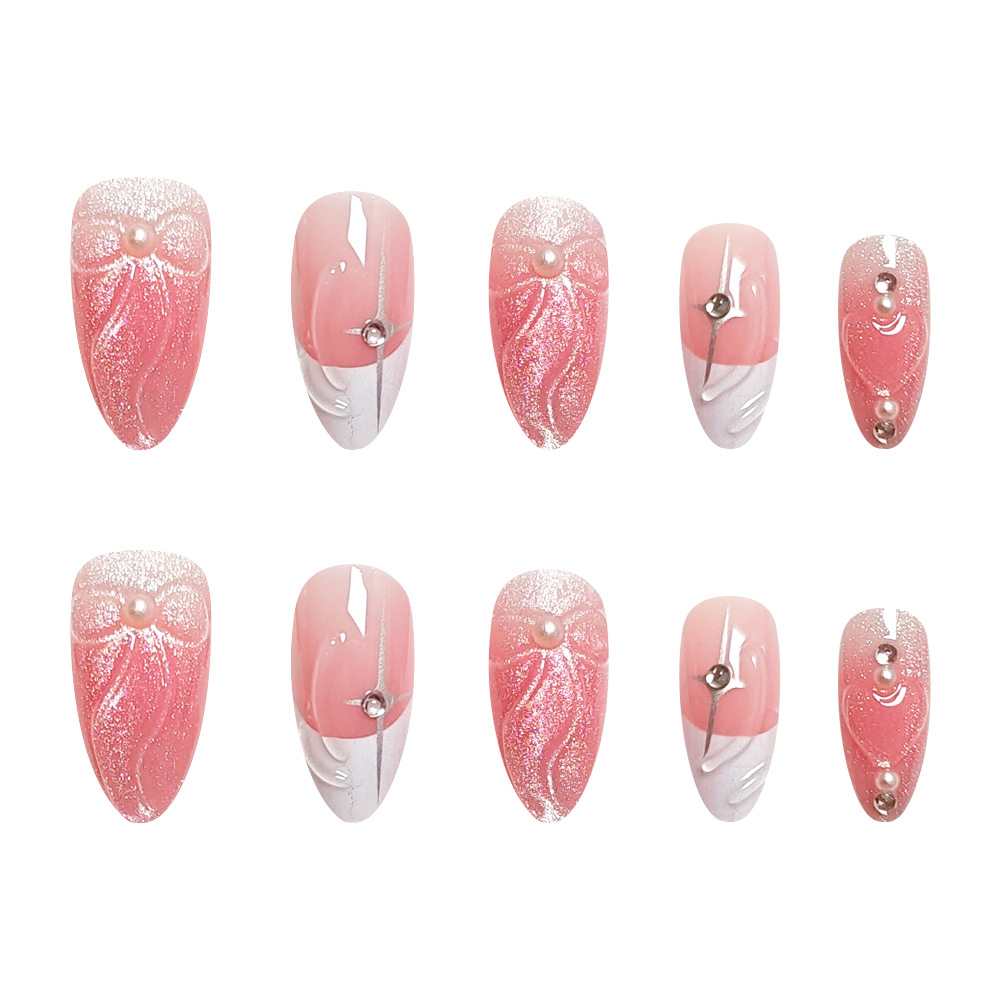 3D tridimensional goteo de pegamento de manicure, arco de perla francés, 24 piezas de comercio exterior, parches de uñas falsas