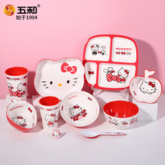 Elegant Elegance Three Little Birds Children's Dishes Partitioned Plate Baby Food Bowl Melamine Cartoon Ins Cute Water Cup Wholesale