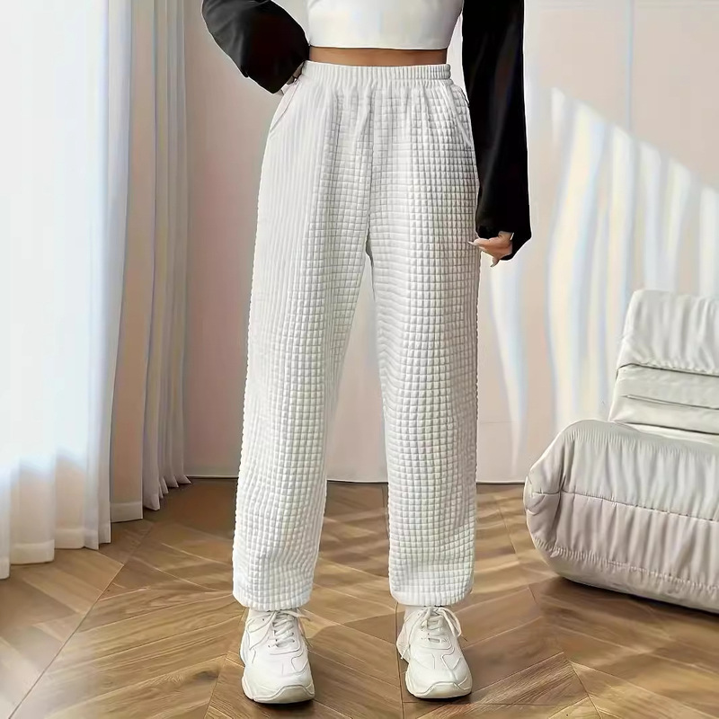 Spring and Summer Season School Girls' High-Waisted Casual Solid Color Sweatpants Warm Long Pants Slimming Commuting Casual Pants