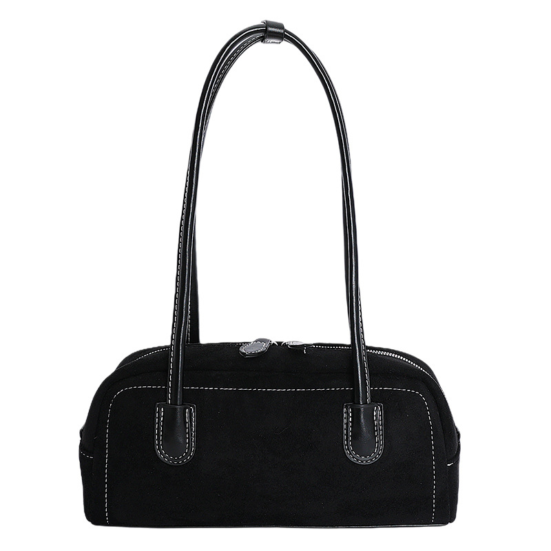 Autumn/Winter Retro Suede Baguette Bag For Women 2025 New Matte Shoulder Underarm Bag Fashion Handbag - Thumbnail 5