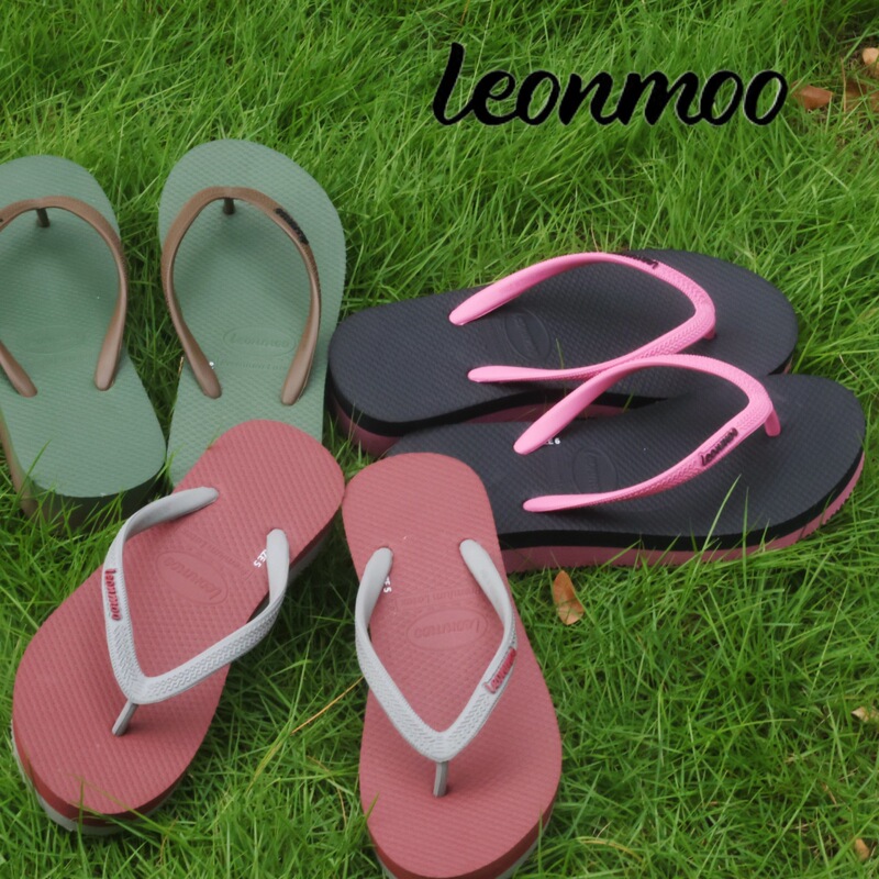 Thailand Leonmoo Thick-Soled Slippers Women's Summer Outer Wear Non-Slip Flip-Flops Beach Seaside Vacation Slippers