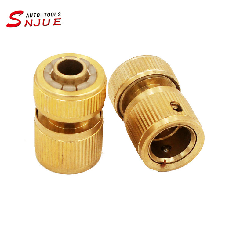 Conector de agua metálico de 4 vías para pistola de lavado de autos, conector de manguera de conexión rápida 1/2, conector rápido, chapado en cobre.