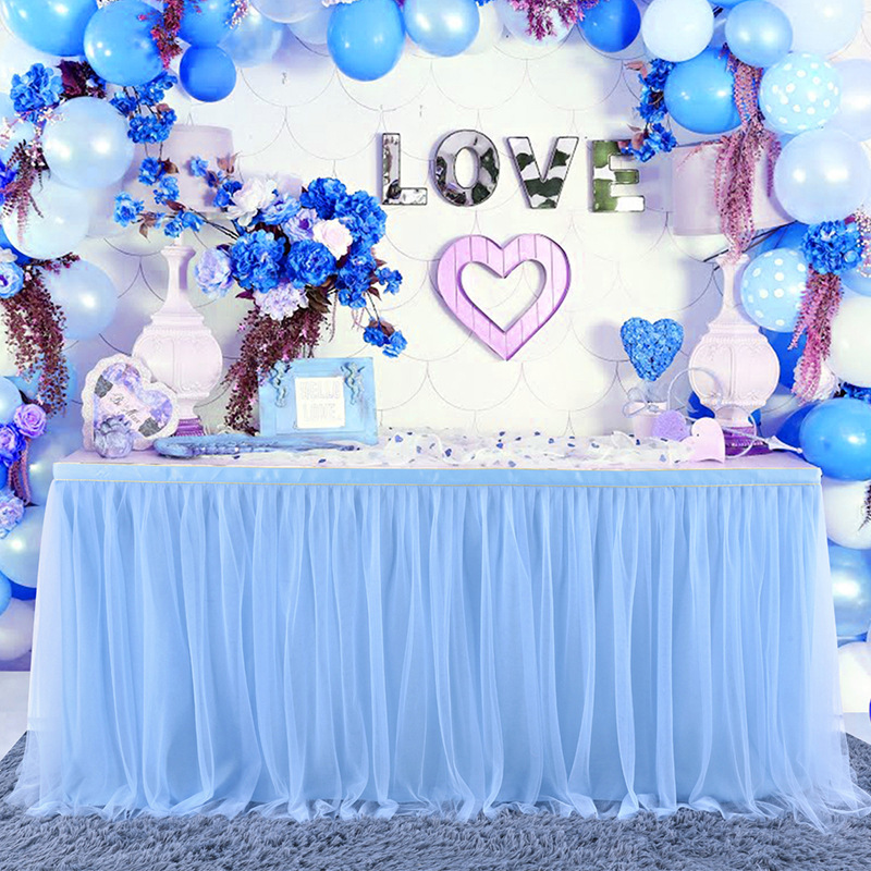 クロスボーダーテーブルスカートパーティー結婚式の装飾ホテル結婚式メッシュナイトマーケット屋台雰囲気テーブル会議テーブル|undefined