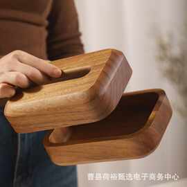 胡桃木纸巾盒方形复古车载桌面相思木餐巾盒轻奢国风酒店抽纸盒