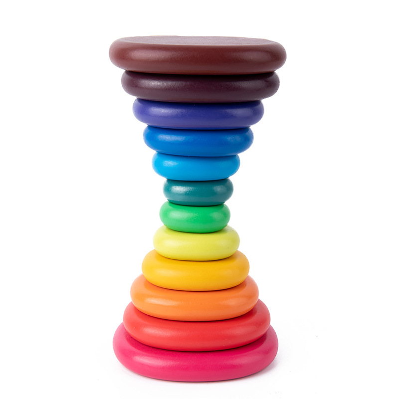 INS bloques de construcción de adoquines de piedra laminada Arco Iris educación temprana de los niños Cognición de color Jenga juguete pequeño libro rojo TikTok