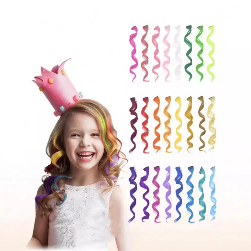 Color gradient seamless clip curly hair extension piece color long curly fiber wig cross-border foreign trade Color gradient seamless clip curly hair extension piece color long curly fiber wig cross-border foreign trade