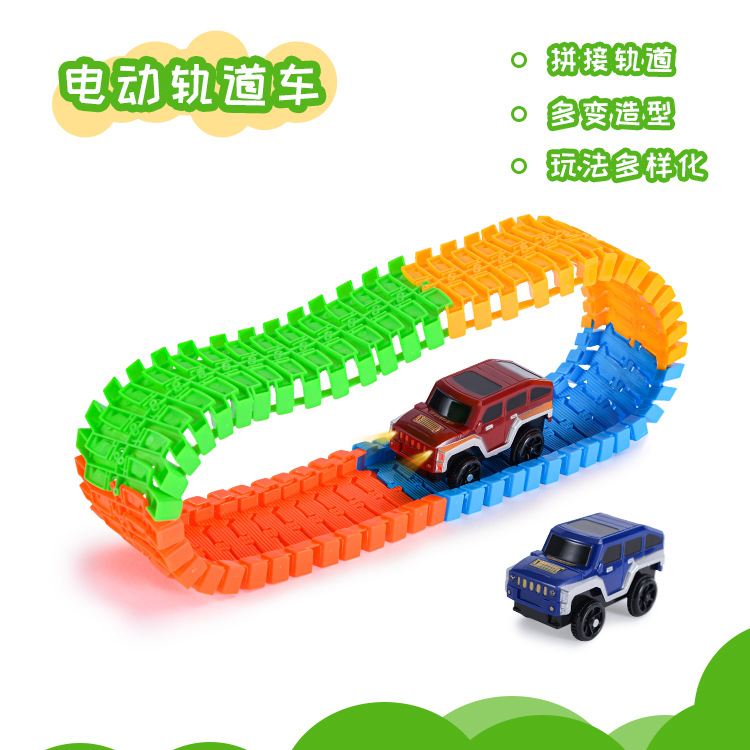 Cross-border engineering rail car dinosaur electric rail car children DIY assembled educational toys wholesale
