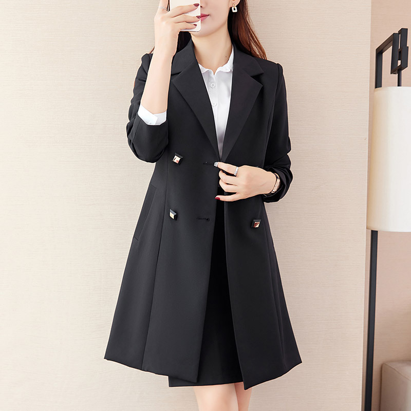 729 trench coat for women Spring and Autumn chubby girl extra large size women's clothing slimming meat-covering temperament suit collar mid-length overcoat