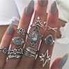 Retro starry sky, set with butterfly, ring, European style, suitable for import, with gem