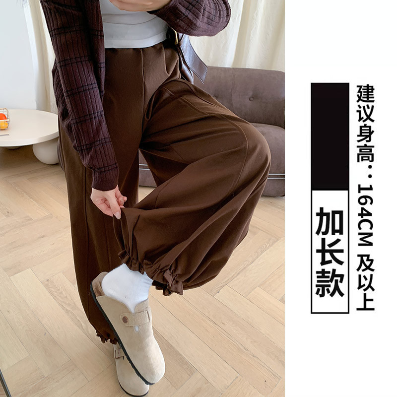 花苞灯笼裤女大码胖mm秋季木耳边束脚弯刀裤宽松垂坠感阔腿九分裤|undefined