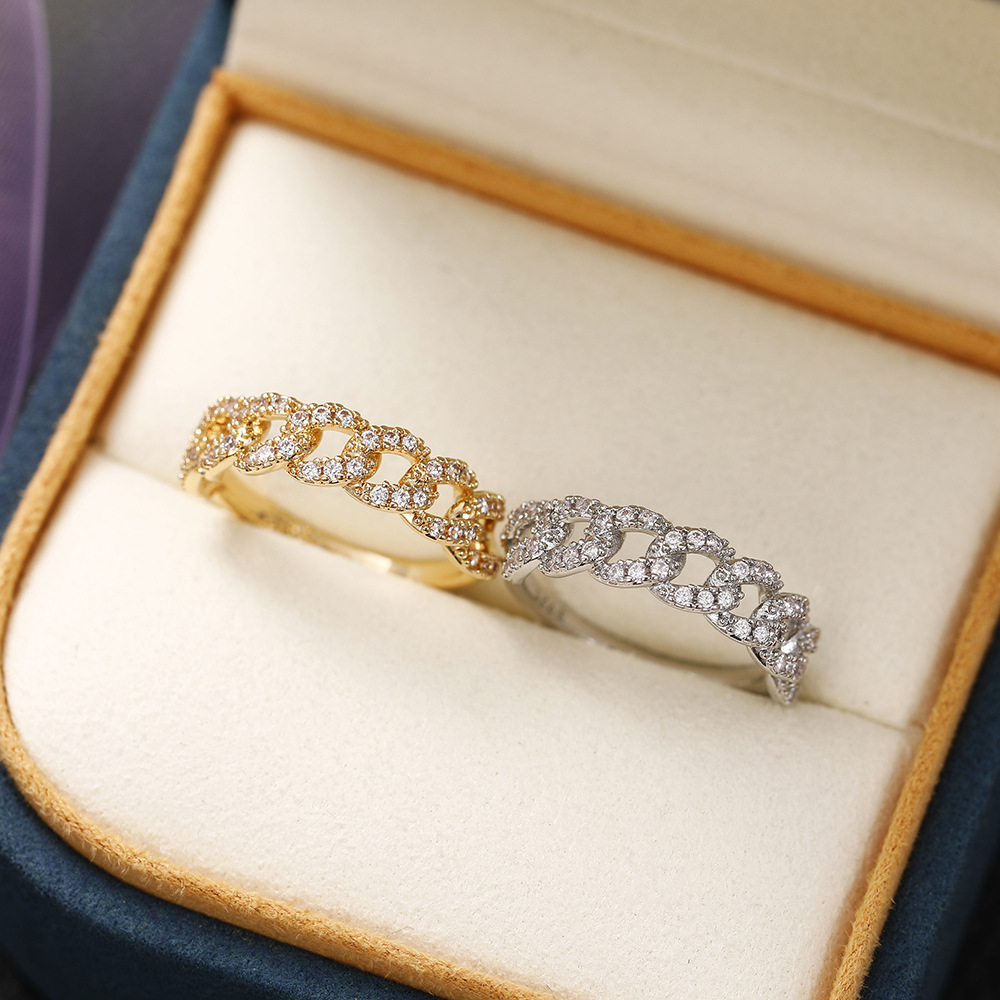 Fashion Solid Color Copper Rings Inlay Zircon Copper Rings