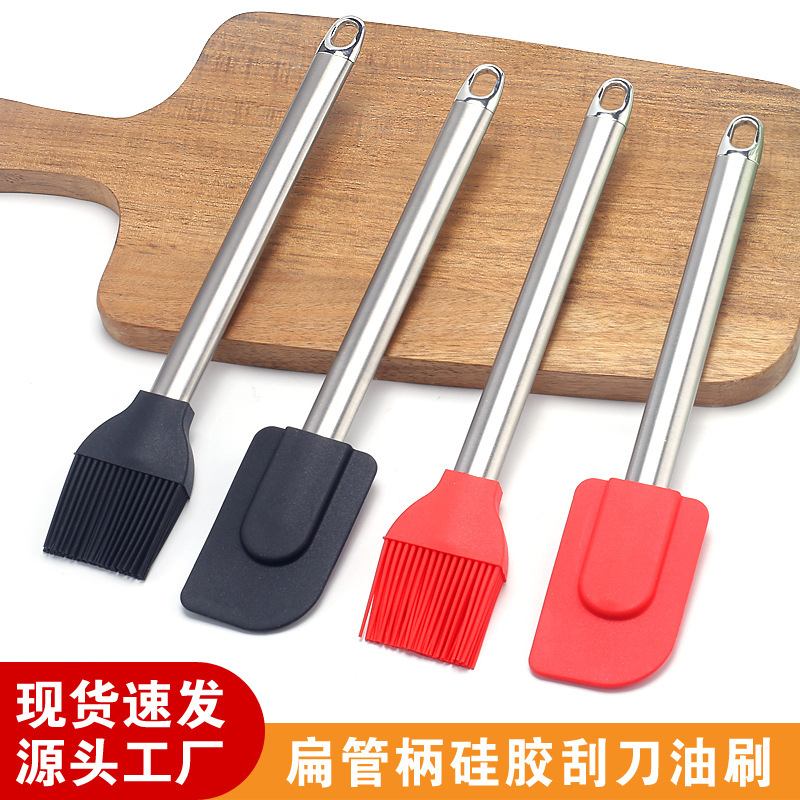Food-Grade Silicone Spatula and Oil Brush Set with Stainless Steel Handle, Cake Cream Spreader, High-Temperature Resistant Baking Tool Food-Grade Silicone Spatula and Oil Brush Set with Stainless Steel Handle, Cake Cream Spreader, High-Temperature Resistant Baking Tool