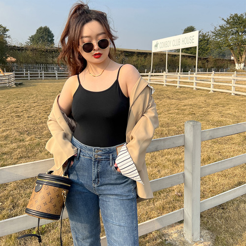 Summer Fat Sister Plus Size Women's Tank Top with Added Fat and Size, Loose Cover Stomach Base Layer Top for Fat Girls