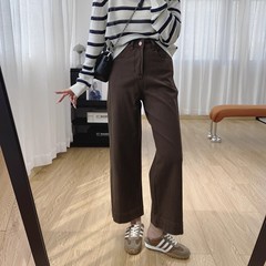 美拉德四面弹高腰显瘦牛仔裤女秋季2025新款裤子宽松直筒奶奶裤